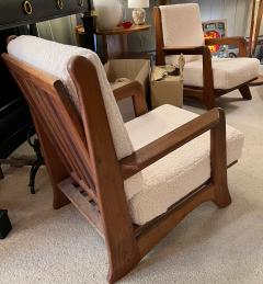 Brutalist superb design set of 4 solid wood comfy lounge chairs - 2198448