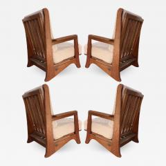 Brutalist superb design set of 4 solid wood comfy lounge chairs - 2199883