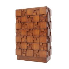 Brutalist wooden chest of drawers Italy - 4270221