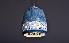 Brutalistic Ceramic Pendant with blue glaze - 4415721