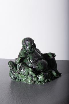 Budai Buddha in speckled jade - 3863311