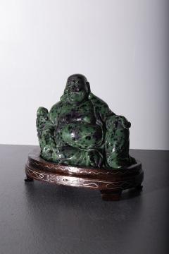 Budai Buddha in speckled jade - 3863312