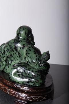 Budai Buddha in speckled jade - 3863316