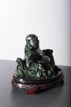 Budai Buddha in speckled jade - 3863317