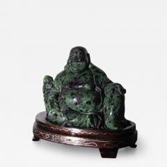 Budai Buddha in speckled jade - 3866050