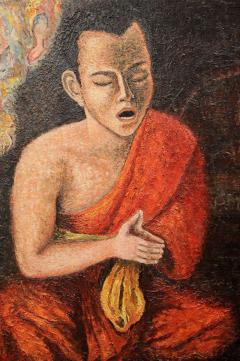 Buddhist Monk Painting Signed - 83764