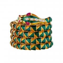 Bulgari Enamel Ruby and Diamond Dragon Bracelet - 4483718