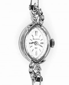 Bulova Ladies Wristwatch Art Deco Style with Diamonds - 2828064