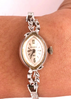 Bulova Ladies Wristwatch Art Deco Style with Diamonds - 2828077