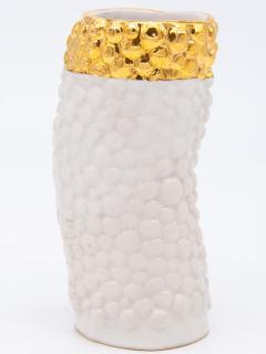 Bumpy Ceramic Vase with Gold Trim - 1964551