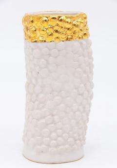 Bumpy Ceramic Vase with Gold Trim - 1964552