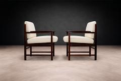 Bureau M veis Brazilian Modern Pair of Armchairs in Rosewood Beige Leather Bureau - 4546201