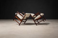 Bureau M veis Brazilian Modern Pair of Armchairs in Rosewood Beige Leather Bureau - 4546202