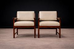 Bureau M veis Brazilian Modern Pair of Armchairs in Rosewood Beige Leather Bureau - 4546207