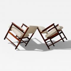 Bureau M veis Brazilian Modern Pair of Armchairs in Rosewood Beige Leather Bureau - 4546321