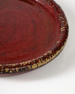 Burgundy Glazed Ceramic Platter Hoganas Sweden - 3666043