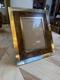 Burl Wood and Brass Picture Frame - 4802335