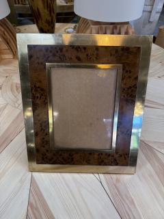 Burl Wood and Brass Picture Frame - 4802336