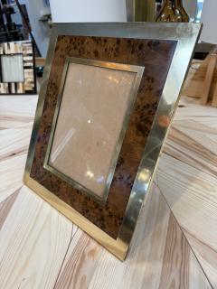 Burl Wood and Brass Picture Frame - 4802337