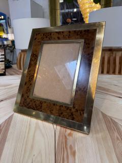 Burl Wood and Brass Picture Frame - 4802338