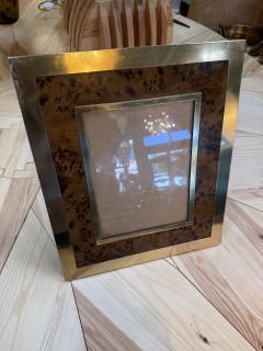Burl Wood and Brass Picture Frame - 4802339