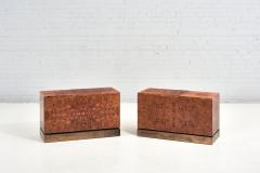 Burl Wood and Brass Trunk End Tables Jean Claude Mahey 1970 - 2359838