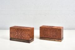 Burl Wood and Brass Trunk End Tables Jean Claude Mahey 1970 - 2359841