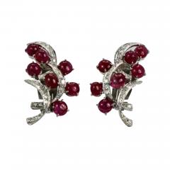 Burma Ruby Diamond Earrings 14k - 3517686