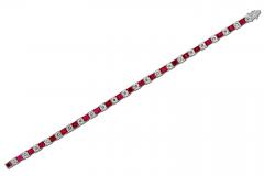 Burma Ruby No Heat and Diamond Straight Line Platinum Tennis Bracelet - 3897903