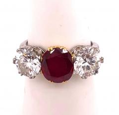 Burma Ruby Red and Diamond Dinner Ring Engagement Ring - 2695811