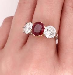 Burma Ruby Red and Diamond Dinner Ring Engagement Ring - 2695812