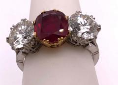 Burma Ruby Red and Diamond Dinner Ring Engagement Ring - 2695813