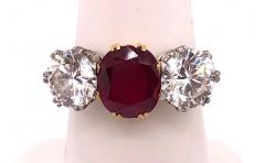 Burma Ruby Red and Diamond Dinner Ring Engagement Ring - 2695815