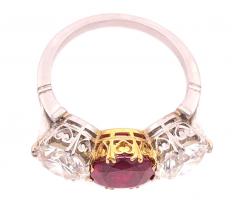 Burma Ruby Red and Diamond Dinner Ring Engagement Ring - 2695818