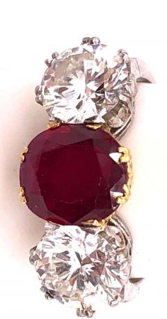Burma Ruby Red and Diamond Dinner Ring Engagement Ring - 2695819