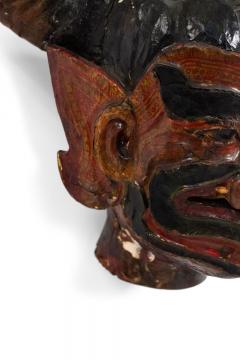 Burmese Carved Grotesque Horned Figure Wall Plaque - 4201017