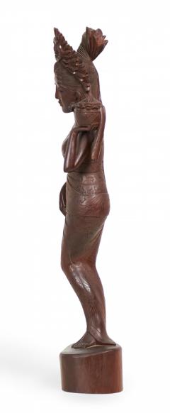 Burmese Carved Wooden Small Female Figure - 4674680