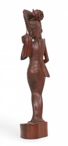 Burmese Carved Wooden Small Female Figure - 4674681