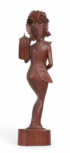 Burmese Carved Wooden Small Female Figure - 4674682
