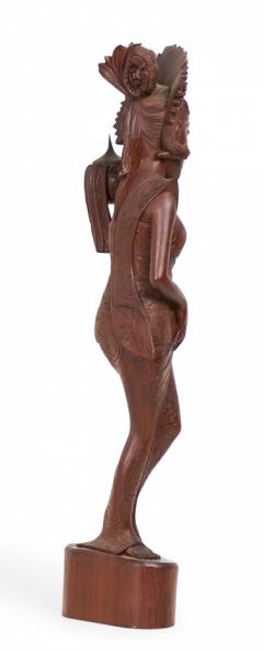 Burmese Carved Wooden Small Female Figure - 4674683