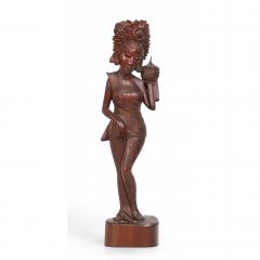 Burmese Carved Wooden Small Female Figure - 4733163