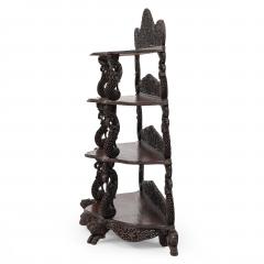 Burmese Teakwood Serpentine etagere - 2793695