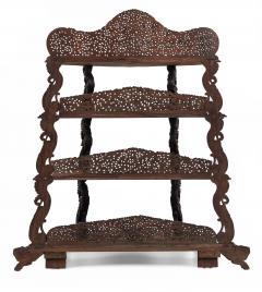 Burmese Teakwood Serpentine etagere - 2793709