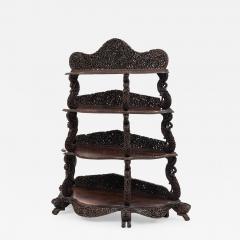 Burmese Teakwood Serpentine etagere - 2798318