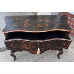 Burton Ching Louis XVI Style Black Gold Chinoiserie Commode - 3747468