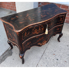 Burton Ching Louis XVI Style Black Gold Chinoiserie Commode - 3747473