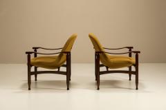 Busnelli Pair of Tiki Armchairs in Ochre Fabric by Busnelli Italy 1960s - 4406376