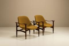 Busnelli Pair of Tiki Armchairs in Ochre Fabric by Busnelli Italy 1960s - 4406385