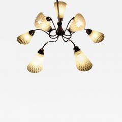 Butterfly Chandelier Brass and Art Glass Germany 1950s - 1549575