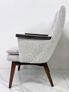 Button Tufted Mid Century Modern Lounge Chairs in Salt Pepper Boucle Walnut - 3494008